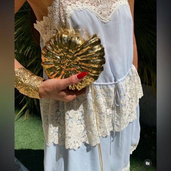 Nwt ZARA METALLIC SHELL CLUTCH - Picture 4 of 16